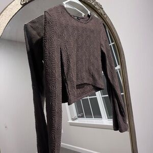 Zara embroidered/patterned, brown, long-sleeved small shirt